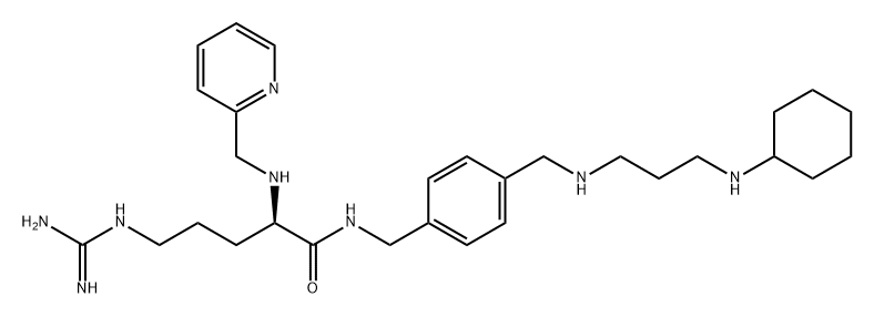 Pentanamide, 5-[(aminoiminomethyl)amino]-N-[[4-[[[3-(cyclohexylamino)propyl]amino]methyl]phenyl]methyl]-2-[(2-pyridinylmethyl)amino]-, (2R)- Structure