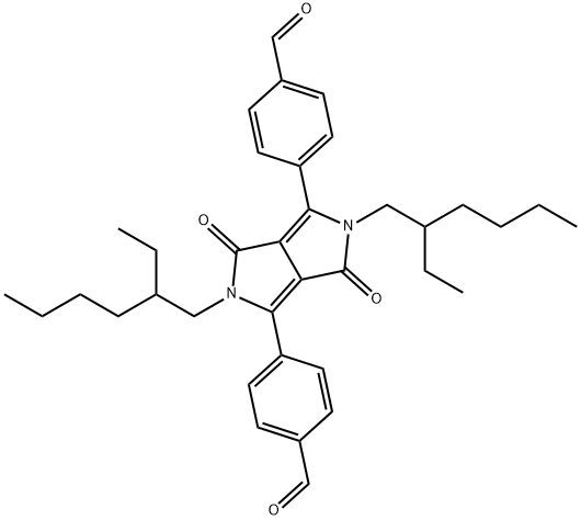 Benzaldehyde, 4,4'-[2,5-bis(2-ethylhexyl)-2,3,5,6-tetrahydro-3,6-dioxopyrrolo[3,4-c]pyrrole-1,4-diyl]bis- Structure