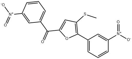 (4-(methylthio)-5-(3-nitrophenyl)furan-2-yl)(3-nitrophenyl)methanone Structure