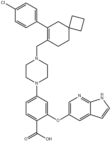 Benzoic acid, 4-[4-[[6-(4-chlorophenyl)spiro[3.5]non-6-en-7-yl]methyl]-1-piperazinyl]-2-(1H-pyrrolo[2,3-b]pyridin-5-yloxy)- Structure