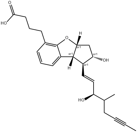 1H-Cyclopenta[b]benzofuran-5-butanoic acid, 2,3,3a,8b-tetrahydro-2-hydroxy-1-[(1E,3R)-3-hydroxy-4-methyl-1-octen-6-yn-1-yl]-, (1S,2S,3aR,8bR)-rel- Structure