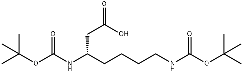 Heptanoic acid, 3,7-bis[[(1,1-dimethylethoxy)carbonyl]amino]-, (3S)- Structure
