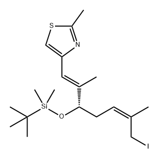 Thiazole, 4-[(1E,3S,5Z)-3-[[(1,1-dimethylethyl)dimethylsilyl]oxy]-7-iodo-2,6-dimethyl-1,5-heptadien-1-yl]-2-methyl- Structure