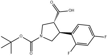 1-[(tert-butoxy)carbonyl]-4-(2,4-difluorophenyl)pyrrolidine-3-carboxylic acid, trans 구조식 이미지