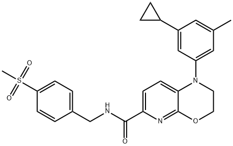 1H-Pyrido[2,3-b][1,4]oxazine-6-carboxamide, 1-(3-cyclopropyl-5-methylphenyl)-2,3-dihydro-N-[[4-(methylsulfonyl)phenyl]methyl]- Structure