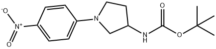 Carbamic acid, N-[1-(4-nitrophenyl)-3-pyrrolidinyl]-, 1,1-dimethylethyl ester 구조식 이미지