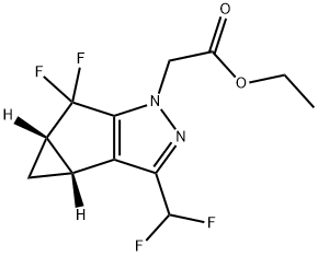 Ethyl 2-((3bR,4aS)-3-(difluoromethyl)-5,5-difluoro-3b,4,4a,5-tetrahydro-1H-cyclopropa[3,4]cyclopenta[1,2-c]pyrazol-1-yl)acetate Structure