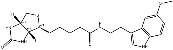 1H-Thieno[3,4-d]imidazole-4-pentanamide, hexahydro-N-[2-(5-methoxy-1H-indol-3-yl)ethyl]-2-oxo-, (3aR,4R,6aS)-rel- Structure