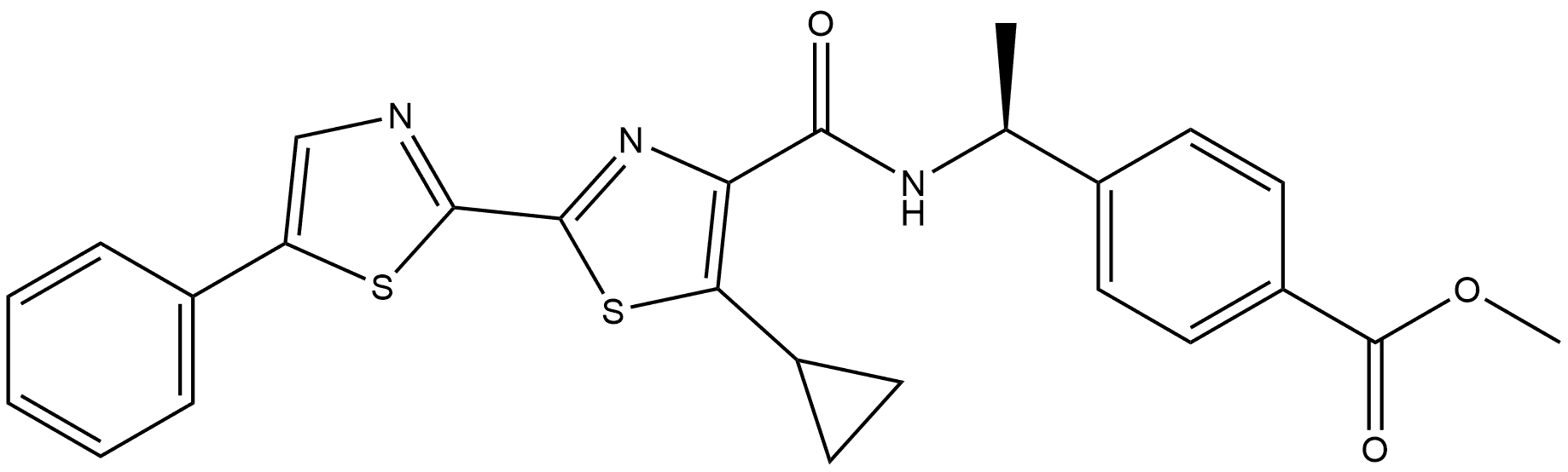 Methyl 4-[(1S)-1-[[(5-cyclopropyl-5′-phenyl[2,2′-bithiazol]-4-yl)carbonyl]amino]ethyl]benzoate Structure