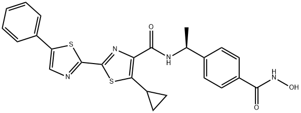 [2,2'-Bithiazole]-4-carboxamide, 5-cyclopropyl-N-[(1S)-1-[4-[(hydroxyamino)carbonyl]phenyl]ethyl]-5'-phenyl- 구조식 이미지