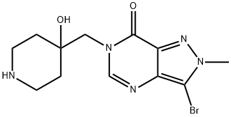 7H-Pyrazolo[4,3-d]pyrimidin-7-one, 3-bromo-2,6-dihydro-6-[(4-hydroxy-4-piperidinyl)methyl]-2-methyl- Structure