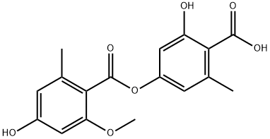 Benzoic acid, 2-hydroxy-4-[(4-hydroxy-2-methoxy-6-methylbenzoyl)oxy]-6-methyl- Structure