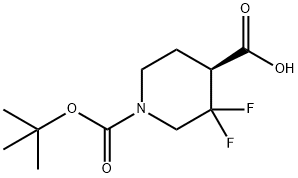 1,4-Piperidinedicarboxylic acid, 3,3-difluoro-, 1-(1,1-dimethylethyl) ester, (4S)- 구조식 이미지