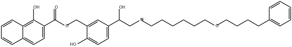 2-Naphthalenecarboxylic acid, 1-hydroxy-, [2-hydroxy-5-[1-hydroxy-2-[[6-(4-phenylbutoxy)hexyl]amino]ethyl]phenyl]methyl ester Structure