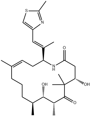 Azacyclohexadec-13-ene-2,6-dione, 4,8-dihydroxy-5,5,7,9,13-pentamethyl-16-[(1E)-1-methyl-2-(2-methyl-4-thiazolyl)ethenyl]-, (4S,7R,8S,9S,13Z,16S)- 구조식 이미지