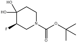 1-Piperidinecarboxylic acid, 3-fluoro-4,4-dihydroxy-, 1,1-dimethylethyl ester, (3R)- Structure