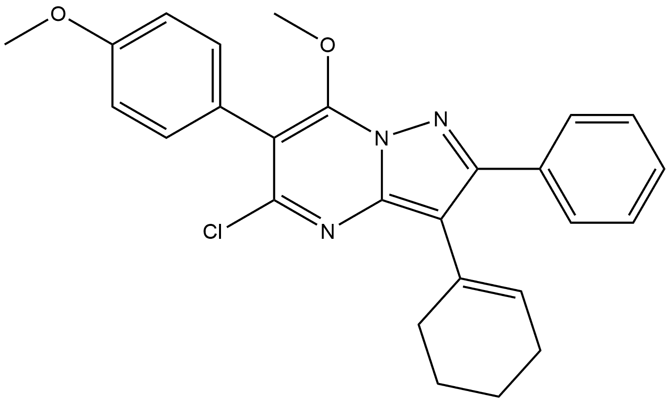 5-chloro-3-(cyclohex-1-en-1-yl)-7-methoxy-6-(4-methoxyphenyl)-2-phenylpyrazolo[1,5-a]pyrimidine Structure