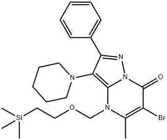 Pyrazolo[1,5-a]pyrimidin-7(4H)-one, 6-bromo-5-methyl-2-phenyl-3-(1-piperidinyl)-4-[[2-(trimethylsilyl)ethoxy]methyl]- Structure