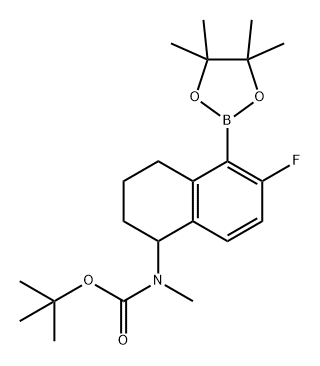 Carbamic acid, N-[6-fluoro-1,2,3,4-tetrahydro-5-(4,4,5,5-tetramethyl-1,3,2-dioxaborolan-2-yl)-1-naphthalenyl]-N-methyl-, 1,1-dimethylethyl ester 구조식 이미지