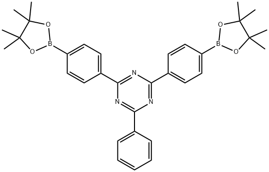 2,4-Bis(4-boronic acid pinnesol ester phenyl)-6-phenyl-1,3,5-triazine Structure