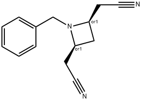 2,4-Azetidinediacetonitrile, 1-(phenylmethyl)-, (2R,4S)-rel- Structure