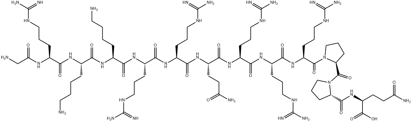 L-Glutamine, glycyl-L-arginyl-L-lysyl-L-lysyl-L-arginyl-L-arginyl-L-glutaminyl-L-arginyl-L-arginyl-L-arginyl-L-prolyl-L-prolyl- 구조식 이미지
