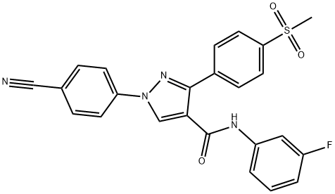 1H-Pyrazole-4-carboxamide, 1-(4-cyanophenyl)-N-(3-fluorophenyl)-3-[4-(methylsulfonyl)phenyl]- 구조식 이미지