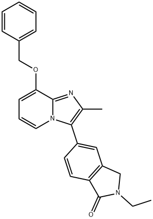 1H-Isoindol-1-one, 2-ethyl-2,3-dihydro-5-[2-methyl-8-(phenylmethoxy)imidazo[1,2-a]pyridin-3-yl]- Structure