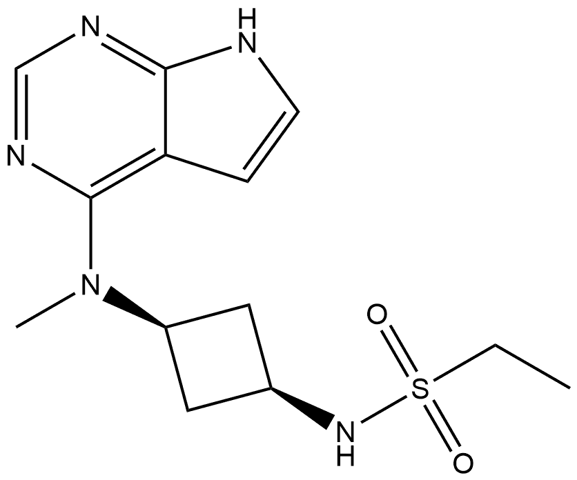 N-(cis-3-(methyl(7H-pyrrolo[2,3-d]pyrimidin-4-yl)amino)cyclobutyl)ethanesulfonamide Structure