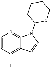 1H-Pyrazolo[3,4-b]pyridine, 4-iodo-1-(tetrahydro-2H-pyran-2-yl)- Structure