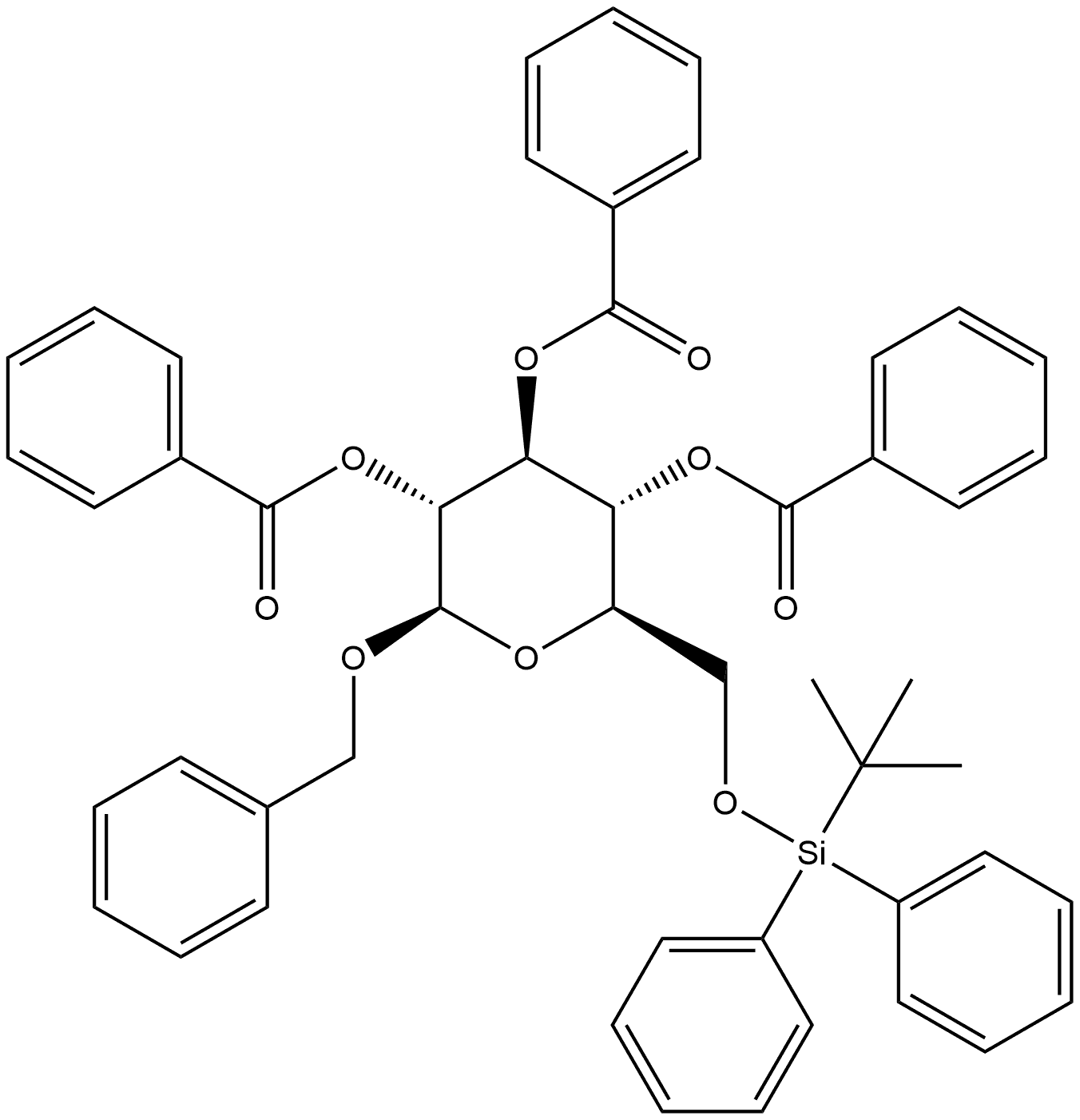 β-D-Glucopyranoside, phenylmethyl 6-O-[(1,1-dimethylethyl)diphenylsilyl]-, tribenzoate (9CI) Structure