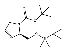 1H-Pyrrole-1-carboxylic acid, 2-[[[(1,1-dimethylethyl)dimethylsilyl]oxy]methyl]-2,5-dihydro-, 1,1-dimethylethyl ester, (2R)- Structure