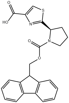 4-Thiazolecarboxylic acid, 2-[(2R)-1-[(9H-fluoren-9-ylmethoxy)carbonyl]-2-pyrrolidinyl]- 구조식 이미지