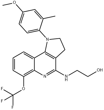 Ethanol, 2-[[2,3-dihydro-1-(4-methoxy-2-methylphenyl)-6-(trifluoromethoxy)-1H-pyrrolo[3,2-c]quinolin-4-yl]amino]- Structure