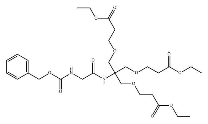 8,12-Dioxa-2,5-diazatetradecanoic acid, 6,6-bis[(3-ethoxy-3-oxopropoxy)methyl]-4,11-dioxo-, phenylmethyl ester Structure