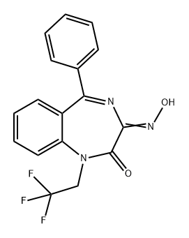 1H-1,4-Benzodiazepine-2,3-dione, 5-phenyl-1-(2,2,2-trifluoroethyl)-, 3-oxime Structure