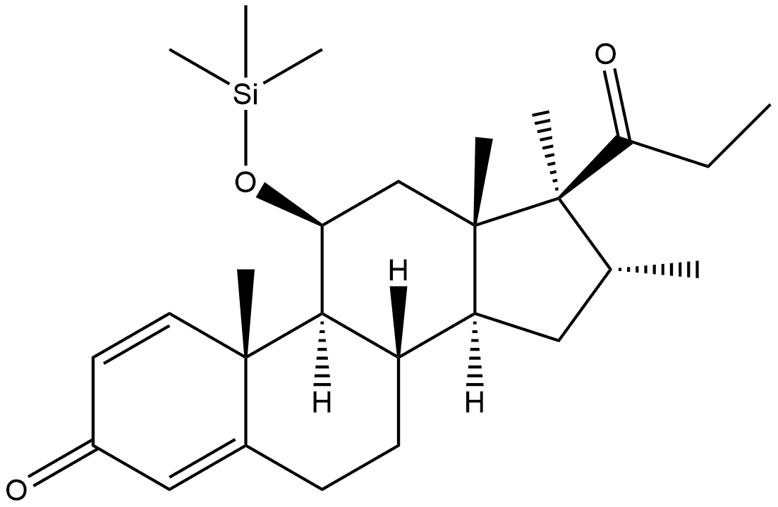 Androsta-1,4-dien-3-one, 16,17-dimethyl-17-(1-oxopropyl)-11-[(trimethylsilyl)oxy]-, (11β,16α,17β)- (9CI) 구조식 이미지