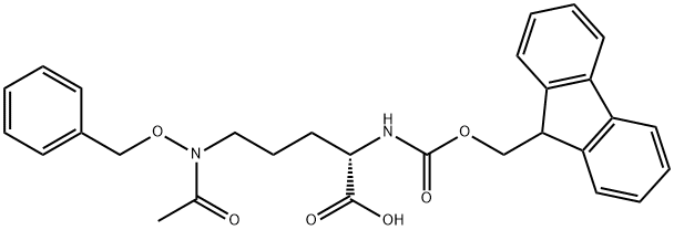 L-Ornithine, N5-acetyl-N2-[(9H-fluoren-9-ylmethoxy)carbonyl]-N5-(phenylmethoxy)- Structure