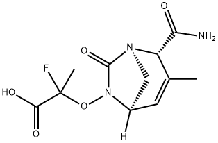Propanoic acid, 2-[[(1R,2S,5R)-2-(aminoca
rbonyl)-3-methyl-7-oxo-1,6-diazabicyclo[3.2.1]
oct-3-en-6-yl]oxy]-2-fluoro- Structure