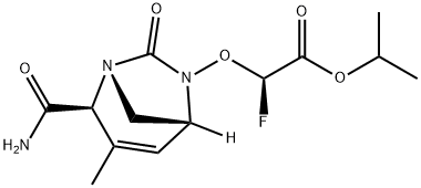 Acetic acid, 2-[[(1R,2S,5R)-2-(aminocarbonyl)-
3-methyl-7-oxo-1,6-diazabicyclo[3.2.1]oct-3-
en-6-yl]oxy]-2-fluoro-, 1-methylethyl ester,
(2R)- Structure