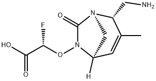 Acetic acid, 2-[[(1R,2S,5R)-2-(aminomethyl)-3-
methyl-7-oxo-1,6-diazabicyclo[3.2.1]oct-3-en-
6-yl]oxy]-2-fluoro-, (2S)- Structure