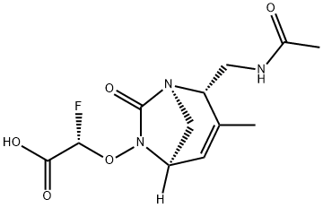 Acetic acid, 2-[[(1R,2S,5R)-2-[(acetylamino)
methyl]-3-methyl-7-oxo-1,6-diazabicyclo
[3.2.1]oct-3-en-6-yl]oxy]-2-fluoro-, (2S)- Structure