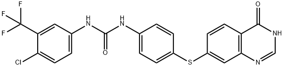 Urea, N-[4-chloro-3-(trifluoromethyl)phenyl]-N'-[4-[(3,4-dihydro-4-oxo-7-quinazolinyl)thio]phenyl]- Structure