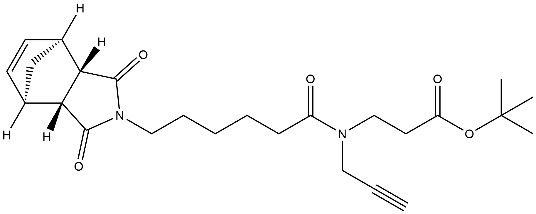 β-Alanine, N-[6-[(3aR,4R,7S,7aS)-1,3,3a,4,7,7a-hexahydro-1,3-dioxo-4,7-methano-2H-isoindol-2-yl]-1-oxohexyl]-N-2-propyn-1-yl-, 1,1-dimethylethyl ester, rel- 구조식 이미지