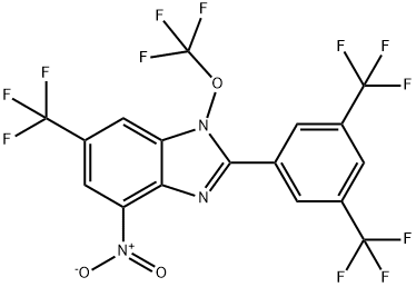 1H-Benzimidazole, 2-[3,5-bis(trifluoromethyl)phenyl]-4-nitro-1-(trifluoromethoxy)-6-(trifluoromethyl)- Structure