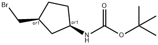 rac-tert-butyl N-[(1R,3S)-3-(bromomethyl)cyclopentyl]carbamate, cis Structure