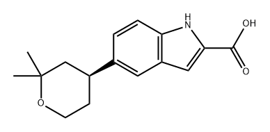 1H-Indole-2-carboxylic acid, 5-[(4S)-tetrahydro-2,2-dimethyl-2H-pyran-4-yl]- Structure