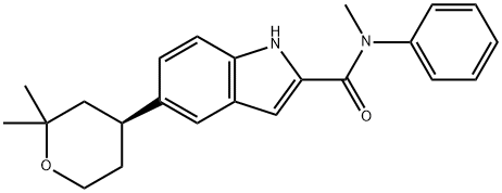 1H-Indole-2-carboxamide, N-methyl-N-phenyl-5-[(4S)-tetrahydro-2,2-dimethyl-2H-pyran-4-yl]- Structure