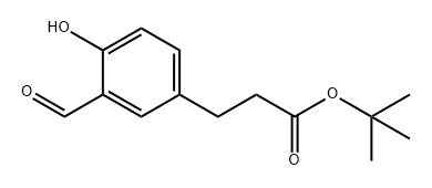 Benzenepropanoic acid, 3-formyl-4-hydroxy-, 1,1-dimethylethyl ester 구조식 이미지
