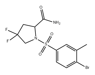 2-Pyrrolidinecarboxamide, 1-[(4-bromo-3-methylphenyl)sulfonyl]-4,4-difluoro- Structure